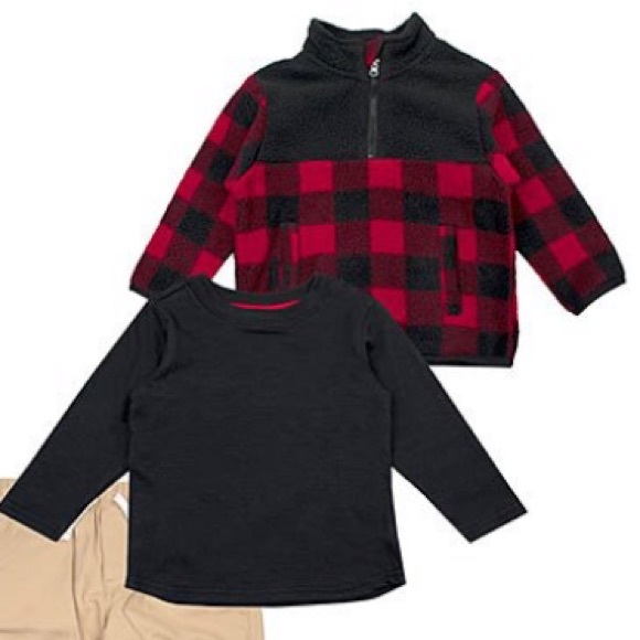 Little Rebels Red Plaid Pullover, khaki pants & Grey Top Little Boy’s size 5 - Picture 2 of 3